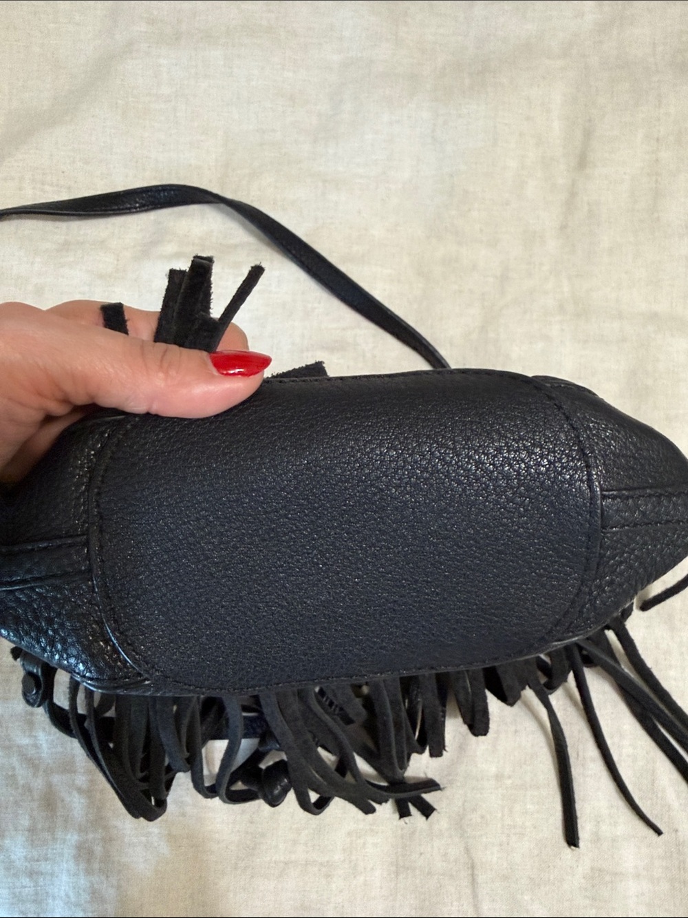 Black Fringe Crossbody Bag - Women's Shoulder Bag - Picture 7 of 7